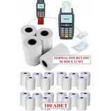 56X12m Termal Rulo Yazar Kasa Pos Kağıdı 12 Metre / 100 Adet (10 Paket)