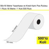 56x16 Metre Termal Kredi Kartı ve Yazarkasa Pos Rulosu 500'lü Koli