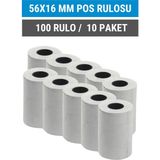 56x16mm Termal Pos Rulosu 100 Rulo 10 Paket Ribonsuz Perakende Kafe Market İçin Uygun