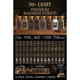 57 Çeşit Premium Baharat Etiketi Seti Suya Dayanıklı Folyo Kavanoz Sticker Siyah