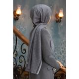 %57 İPEK%43 PAMUK MONOGRAM DESENLİ GRİ - FÜME RENKLİ 70X190 ŞAL