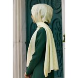 %57 İPEK%43 PAMUK MONOGRAM DESENLİ KREM - SARI RENKLİ 70X190 ŞAL