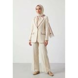 %57 İPEK%43 PAMUK MONOGRAM DESENLİ PUDRA RENKLİ 70X190 ŞAL