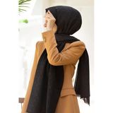 %57 İPEK%43 PAMUK MONOGRAM DESENLİ SİYAH RENKLİ 70X190 ŞAL