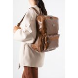 571 Collections Çanta Suni Deri Yıkama Sırt Çantası (Poliüretan) Taba Model:(571-14-16G)