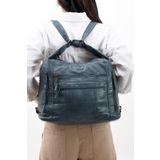 571 Collections Çanta Suni Deri Yumuşak Dokumalı Sırt Omuz Çantası Mavi (Model: 571-11-13B)