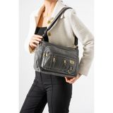 571 Collections Çanta Yıkama Deri Çapraz Askılı Omuz Çantası Poliüretan Deri Gri Model:(571-14-16D) - Yükselik 22,5 cm - En 11 cm - Genişlik 30 cm
