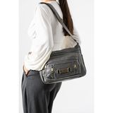 571 Collections Çanta Yıkama Deri Çapraz Askılı Omuz Çantası Poliüretan Deri Gri Model:(571-14-16F) - Yükselik 22 cm - En 11,5 cm - Genişlik 31 cm