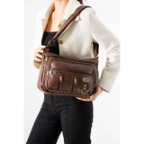 571 Collections Çanta Yıkama Deri Çapraz Askılı Omuz Çantası Poliüretan Deri Taba Model:(571-14-16D) - Yükselik 22,5 cm - En 11 cm - Genişlik 30 cm