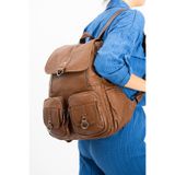 571 Collections Çanta Yıkanmış Deri Sırt Çantası (Model: 571-11-11E) Taba TH11E