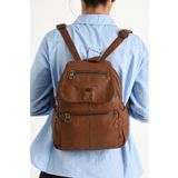 571 Collections Çanta Yıkanmış Deri Sırt Çantası Taba (Model: ) 571-9-11A