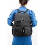 571 Collections Yıkanmış Deri Sırt Çantası Siyah (Model: 571-11-11E)