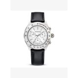5728378 Dextera Tachymetre Watch, Swiss Made, Leather Strap, Silver Tone, Stainless Steel