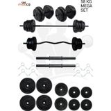 58 Kg Z-Barlı MEGASET Halter Seti Ve Dambıl Seti Ağırlık Fitness Seti