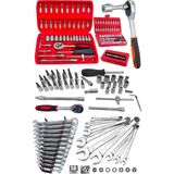 58 Parça 46MINI Lokma Takımı Otomatik Cırcırlı 1/4" 12 Parça Kombine Açık Ağız-Yıldız Anahtar Takım - 59 - Kırmızı - Gri