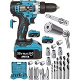 58V 8AH Şarjlı Matkap ve Vidalama Seti, 3'lü Gator Grip ile Kullanım Kolaylığı