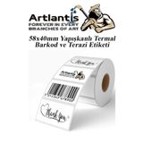 58X40 mm Barkod Etiketi Yapışkanlı 1 Adet Termal Barkot ve Terazi Etiketi 500 lü Barkod Yazıcılarına Uyumlu