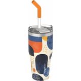 590ML Desenli Pipetli/pipetsiz Çift Kullanım Tumbler Kahve Bardağı/mug Paslanmaz Çelik Termos (