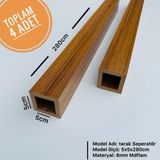5CMX5CMX280CM Mdf Ahşap Seperatör Paravan Ayrıcı Bölme Porfili (4 Adet) - 5x5x280cm - Teak