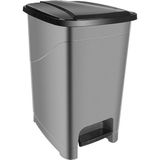 5dm 15 Lt Saral Slim Pedallı Plastik Çöp Kovası Siyah Kapaklı - Füme
