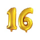 5DM 16 Yaş Sayı Folyo Balon Seti, Altın, 90 cm
