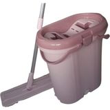 5DM 3 Bölmeli Kovalı Portatif Saplı Mikrofiber Bezli Tablet Mop Spin Temizlik Seti 14 lt - Pudra