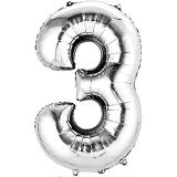 5DM 3 Rakam Folyo Gümüş Balon Küçük 35 Cm