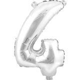 5DM 4 (gümüş) Rakam Folyo Balon - 90 Cm - Gümüş Folyo Rakam Balon