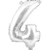 5DM 4 Rakam Folyo Balon, 90 cm, Gümüş