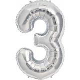 5DM 40 Cm Gümüş Renk Folyo Balon 3 Rakamı