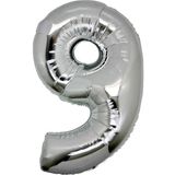 5DM 9 (gümüş) Rakam Folyo Balon - 90 Cm - Gümüş Folyo Rakam Balon