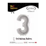 5DM Balon 3 Rakam Gümüş Folyo Balon 40 Inç
