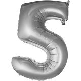 5DM Balon 5 Rakam 76 Cm Gümüş Folyo Balon 34 Inc