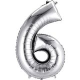 5DM Balon Parti 6 Rakamı Gümüş Folyo Balon 102 Cm