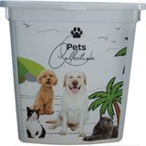 5DM Evcil Hayvan Kuru Mama Saklama Kutusu Beyaz Tekli 6 Litre Kapaklı Kedi Köpek Kabı