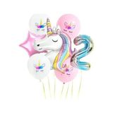 5DM Gökkuşağı Rakam Unicorn Folyo Balon Seti, 2 Yaş, Unisex