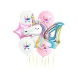 5DM Gökkuşağı Rakam Unicorn Folyo Balon Seti, 4 Yaş ve Üzeri, Turkuaz