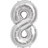 5DM Gümüş Folyo Balon Sayılı Helyum Balon 100 Cm Dev Boy 8