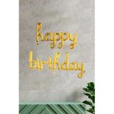 5DM Happy Birthday El Yazısı Folyo Balon, Gold Renk, Doğum Günü Parti Balonu