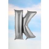 5DM K Harfi Gümüş Folyo Balon 100 Cm 40 Inç 1 Metre Silver