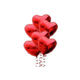 5DM Kırmızı Renk 45 Cm Kalp Folyo Balon Demeti 6 Adet (Helyumsuz)