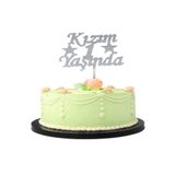 5DM Kızım 1 Yaşında Ilk Yaş Doğum Günü Partisi Pleksi Pasta Süsü Gümüş Renk