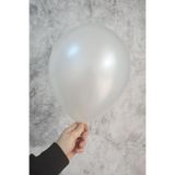 5DM Metalik Beyaz Balon 12" 30 Cm Metalik Balon 10lu Paket