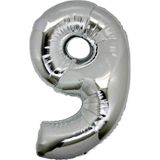 5DM Rakam Folyo Balon 9, 90 cm, Gümüş
