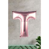5DM T Harfi Rose Gold Folyo Balon 100 Cm 40 Inç 1 Metre Baş Harf Balon
