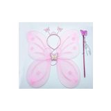 5DM Toz Pembe Renk Kelebek Kanadı Tacı ve Sopası 50x37 cm