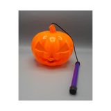 5DM Turuncu Renk Led Işıklı Ve Sesli Saplı Balkabağı Dekor Süs 40 Cm