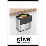 5FIVE Compact 5 L Dolap Askılı Çöp Kovası, Tezgah Kenarı Kullanım, Çıkarılabilir İç Kova, Paslanmaz Çelik