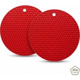 5Gen Tasarım 2'li Silikon Nihale & Kalburabastı Şekillendirici, Petek Desenli, Çaydanlık Altlığı (18CM) - Kırmızı