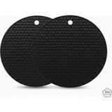 5Gen Tasarım 2'li Silikon Nihale & Kalburabastı Şekillendirici, Petek Desenli, Çaydanlık Altlığı (18CM) - Siyah